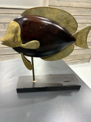 Frederick Cooper Brass and Wood Tang Fish Sculpture 13 " - Image 1 of 4