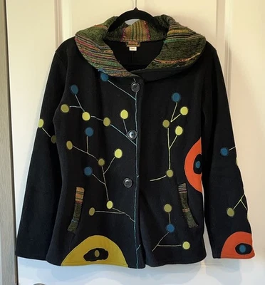 Chaqueta polar bordada colorida mediana RISING INTERNATIONAL Y2K para mujer PP205 Foto 1 de 4