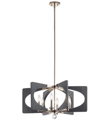 Lámpara de araña cónica Kichler 44360 Driftwood gris Alscar 6 luces 28" W Foto 1 de 4