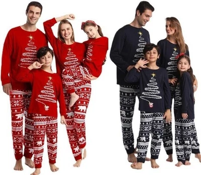 Familie Passender Weihnachtspyjama Erwachsene Kinder Xmas Nachtwäsche Pyjama Schlafanzug Set