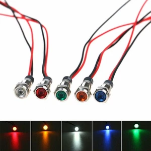 5X12V 6/8/10/12mm Light Car Boat Dash LED Indicator Dashboard Warning Pilot Lamp - Picture 1 of 20