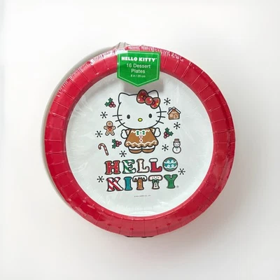 Hello Kitty 姜饼红色装饰圣诞甜点纸盘 16 克拉 — 第 1/3 张图片