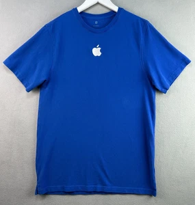 Apple Store Employee T-Shirt Large Tall Blue Embroidered Apple Logo Y2K Vintage - Picture 1 of 7