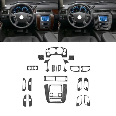 Kits de molduras de tablero interior de fibra de carbono real de 30 piezas para Silverado/Tahoe/Sierra 07-13 Foto 1 de 4