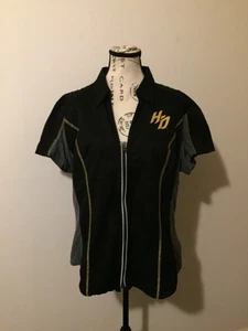 Harley Davidson Women's Size 2XL Full Front Zip Performance Top Black Gray Logo - Picture 1 of 5