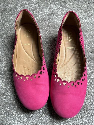 Ballerine décolleté Clarks Artisan larghe in pelle fucsia UK4 EU37 vgc