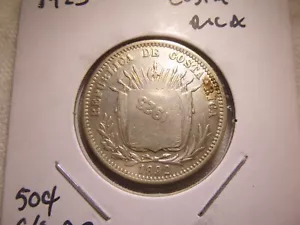 COSTA RICA 1892 / 1923 50 CENTIMOS COUNTERSTAMP ON 25 CENTIMOS - Picture 1 of 2