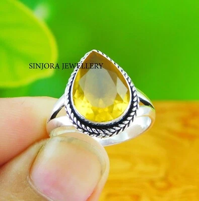 Citrine Gemstone 925 sterling Silver Handmade Ring US size 5 to 13 - Image 1 of 3