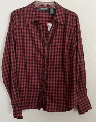 Blusa a Cuadros Lemom Grass Roja y Negra con Volantes Talla XL NUEVA CON ETIQUETAS Foto 1 de 3