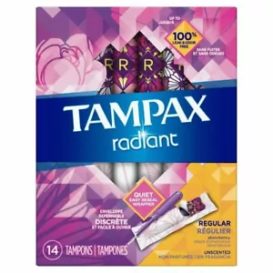 Tampax Pocket Radiant Unscented Compact Tampons Regular Absorbency 14 Ct 12 Pack - Picture 1 of 2