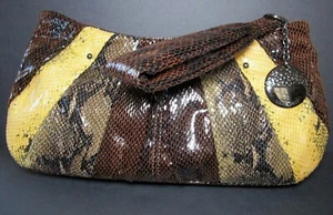 Nine West Snakeskin Fabric Embellished Studs CLUTCH Wrist Strap Handbag Purse - Picture 1 of 10