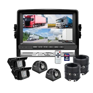 Monitor DVR cuádruple de 9"" + cámara de marcha atrás CCD de 4*4 canales lado de estacionamiento para autobús camión furgoneta - Imagen 1 de 12