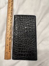 Vintage Budd Leather Crocodile Bidente Bifold Wallet Black Long Great Condition