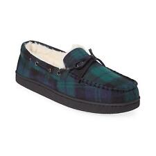 Club Room Men's Green Blue Plaid Moccasin Slippers Small