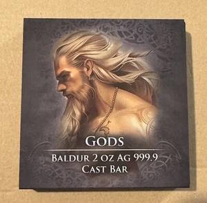 Germania Mint Gods Baldur Antique Finish Colorized 2 oz Silver Cast Bar - Picture 1 of 3