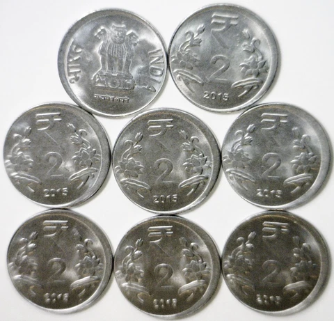 2015 TWO CENT OFF CENTER ERROR 2 Rupee India Coin O/C STRUCK 1 BID GETS 1 COIN Cover