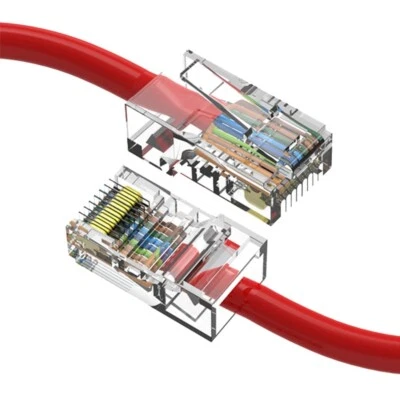 0.5FT Cat5e RJ45 Ethernet LAN Network UTP Non-Booted Patch Cable Copper Wire Red - Image 1 of 4