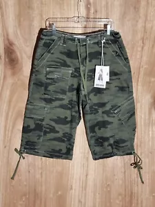 disclosure cargo shorts womens size 7/28 baggy drawstring camo elastic waist - Picture 1 of 10