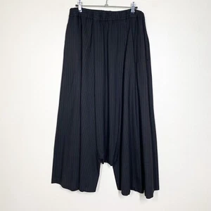 Pantalones Pas de Calais Entrepierna Caída 40 EE. UU. L Gris Oscuro Pin Rayas Cintura Elástica Japón - Imagen 1 de 6