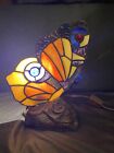 Lampe de table papillon vitrail veilleuse éclairage décoratif style Tiffany