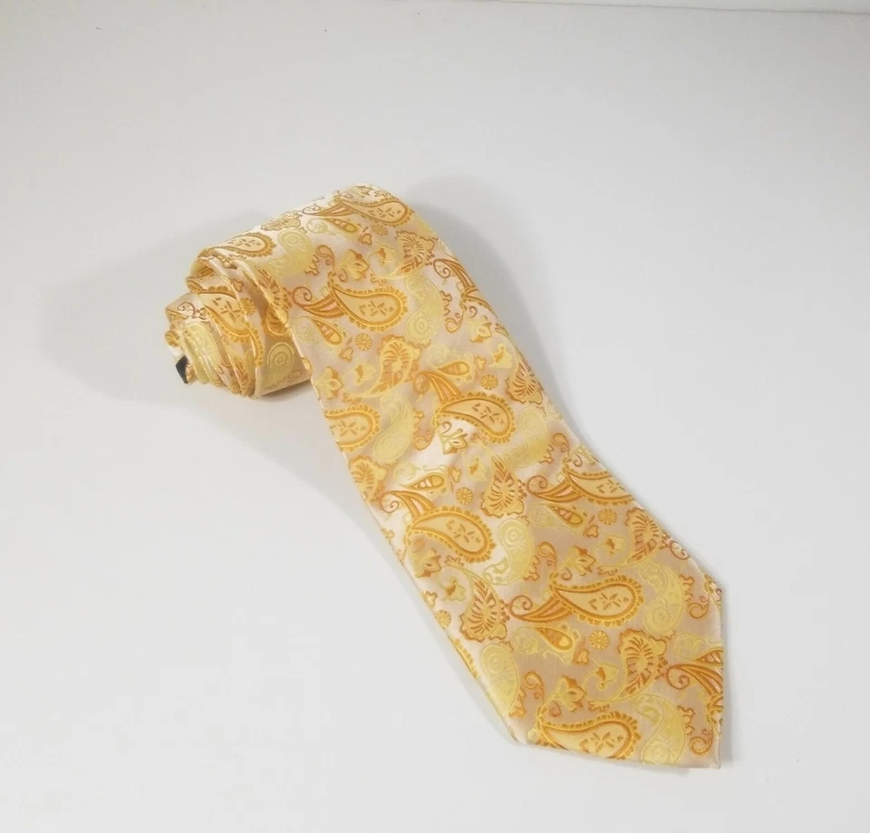 Corbata ancha clásica de cachemira dorada Paul Malone plateada para hombre  Foto 1 de 4