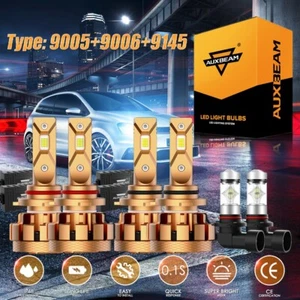 AUXBEAM 9005 9006 9145 LED Headlight Fog Kit for Chevy Silverado GMC Sierra 1500 - Foto 1 di 12