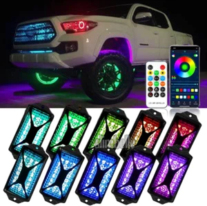 10 Pod RGB LED Rock Lights Underglow Light Kit For Ford Toyota tacoma Truck - Picture 1 of 16