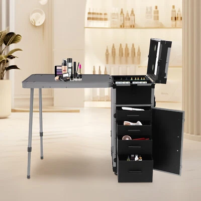 Estuche de Maquillaje Profesional Estuche de Cosmetología Rodante Metal Belleza Equipaje de Viaje Foto 1 de 4