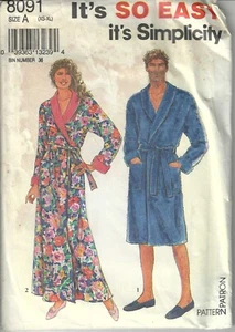 SIMPLICITY 8091 Accappatoio da uomo o da cucito vintage, taglia A (XS-XL) - Foto 1 di 2