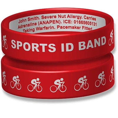 Sport ID Engraveable Wristband with Cycling Design - Image 1 of 4
