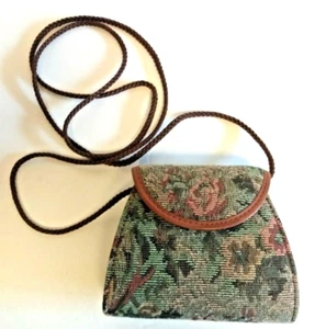 Cartera bandolera vintage tapiz de cuero marrón Rolfs correa larga - Imagen 1 de 10