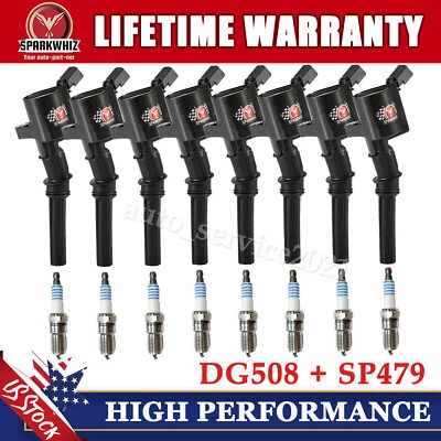 8Pack Ignition Coil and Iridium Spark Plug for Ford F-150 4.6L 5.4L DG508 SP479 - Image 1 of 4