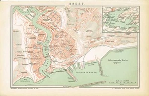 Mapa de BREST 1894 Gráfico Original - Imagen 1 de 1