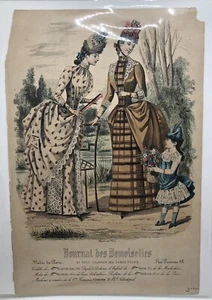 JOURNAL DES DEMOISELLES Fashion Plate COSTUME PARISIEN - Picture 1 of 2