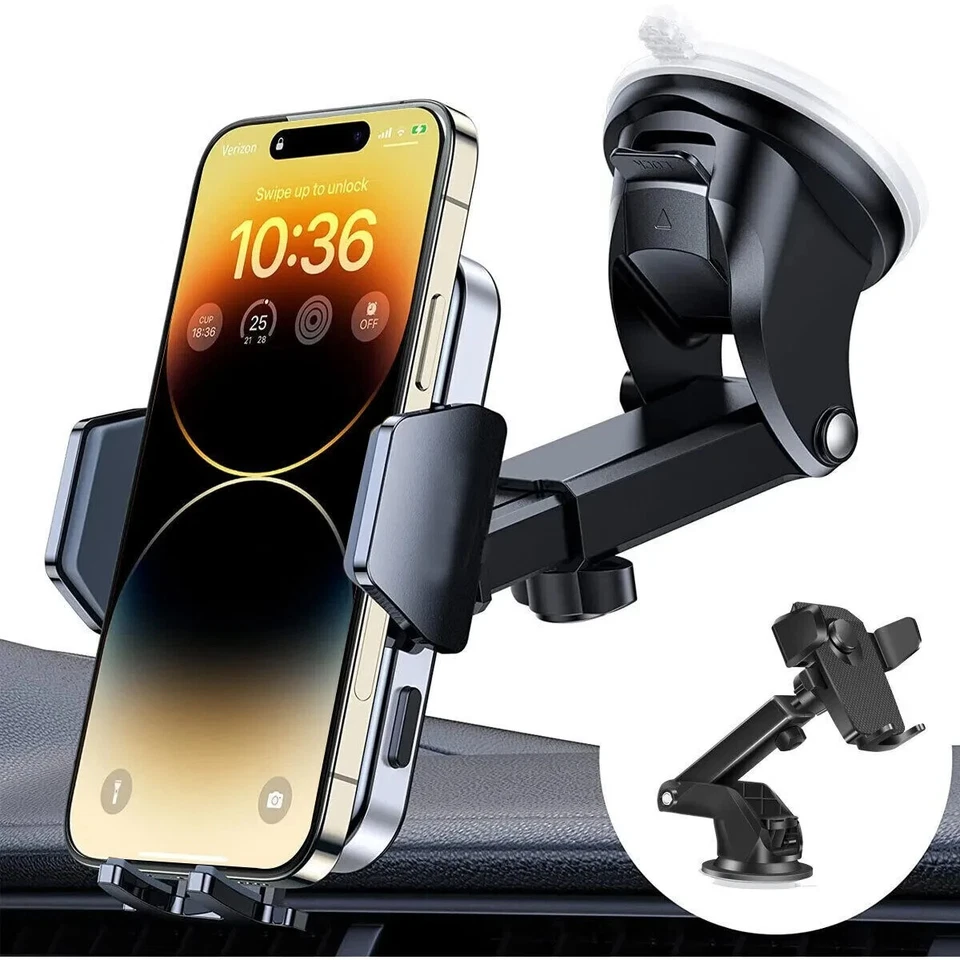 Car Phone Holder Dashboard Windshield Phone Mount Universal for iPhone Samsung - Image 1 of 4