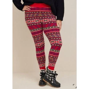 Torrid Leggings Womens 2X Pajama Pants Sweater Knit Fair Isle Comfort Lounge - Picture 1 of 7