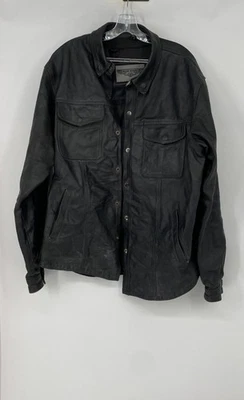 Chaqueta Dream Apparel Para Hombre Cuero Negro Manga Larga Frontal a Presión Talla XL Foto 1 de 4