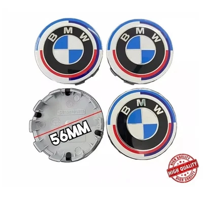 Set of 4 50th For BMW 56mm Wheel Center Hub Caps Logo Badge Emblem Rim Hubcaps - Image 1 of 4