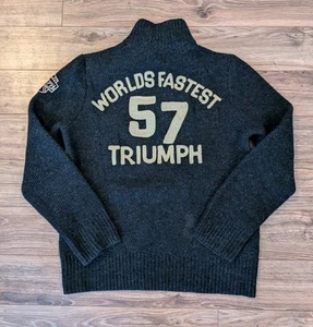 Lucky Brand x Triumph Motorcycles Worlds Fastest Sweater Mens Wool 1/4 Zip M EUC - Picture 1 of 13
