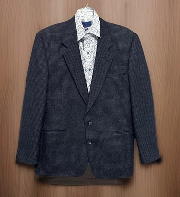 Jaqueta Lanvin Tweed Blazer Lã Virgem Luxe Masculina 40L, 44 polegadas Baú Azul Marinho Neiman - Imagem 1 de 4