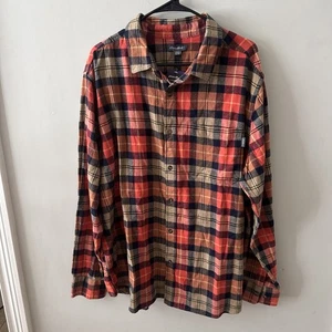EDDIE BAUER Mens Flannel Shirt Size  2XL Orange/ Blue Check Cotton NWT - Picture 1 of 10