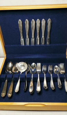 VINTAGE 30 PCs WMF Patent 90 SILVER PLATE GERMANY SILVERWARE SPOONS FORKS KNIVES - Image 1 of 4