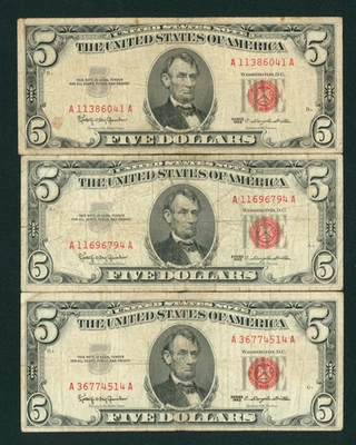 ((3 NOTES)) $5 1963 United States Note ** PAPER CURRENCY AUCTIONS - Image 1 of 2