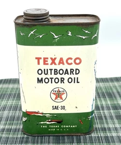 Vintage Texaco Marine Boat Outboard Quart Motor Oil Can Great Colors Graphics - Picture 1 of 8