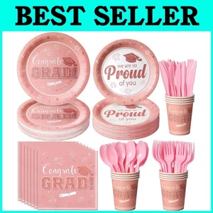 Elegant Pink Graduation Party Supplies Set - 50 Count for Memorable Celebrations - Picture 1 of 9