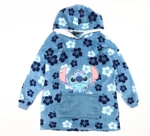 Disney Stitch Girls' Blue Floral Fleece Hooded Nightshirt One Size - Picture 1 of 12