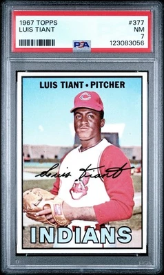 1967 Topps #377 Luis Tiant PSA 7 casi nuevo lanzador Cleveland Indians Foto 1 de 3