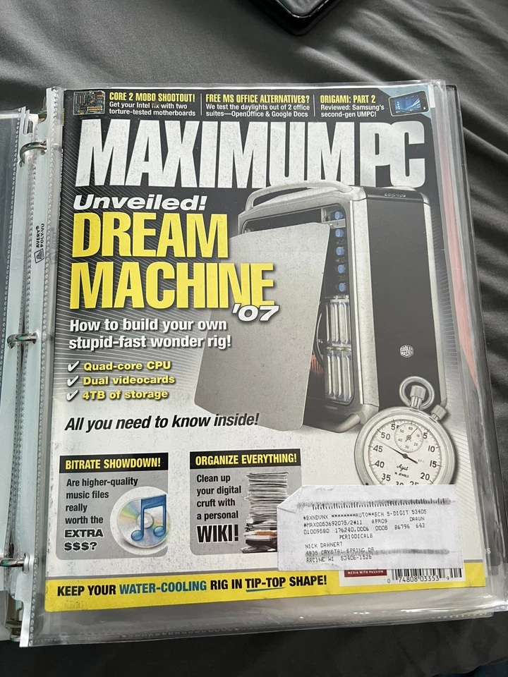 MAXIMUM PC DREAM MACHINE 2007 Sept VTG HDD PSU GPU CPU Intel AMD ATI NVIDIA Rare - Image 1 of 1
