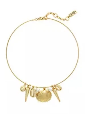 Collar Jessica Simpson Tono Dorado Flex WireShell y Perla Nuevo con Etiquetas Foto 1 de 4