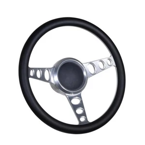 Boat Billet steering wheel W/Adapter 3 spoke 3/4" tapered key Marine Leather - Picture 1 of 11